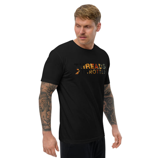 threads 2 throttle flag style logo on black t-shirt