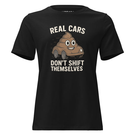 funny manual car girl shirt real cars don’t shift themselves design