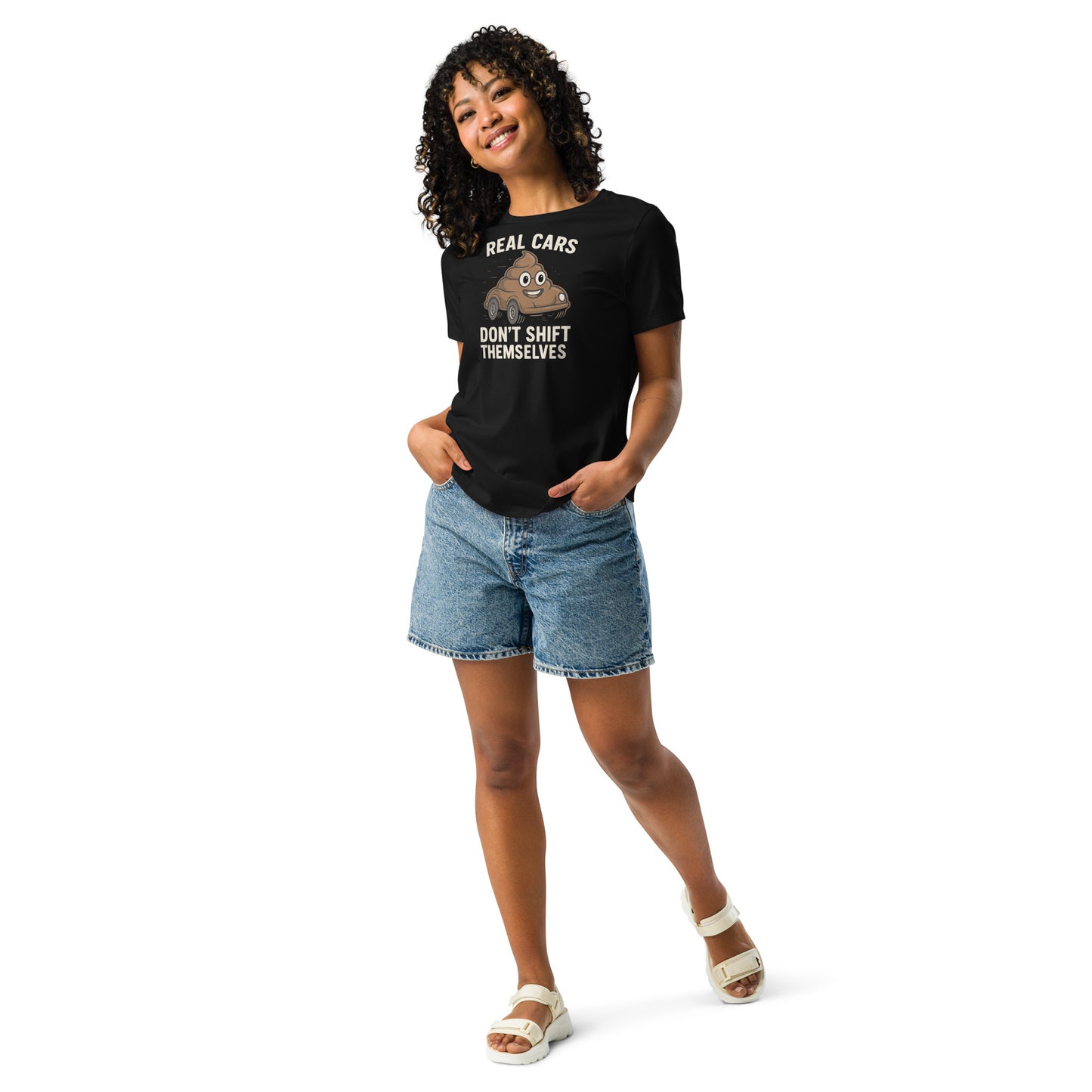 funny manual car girl shirt real cars don’t shift themselves design