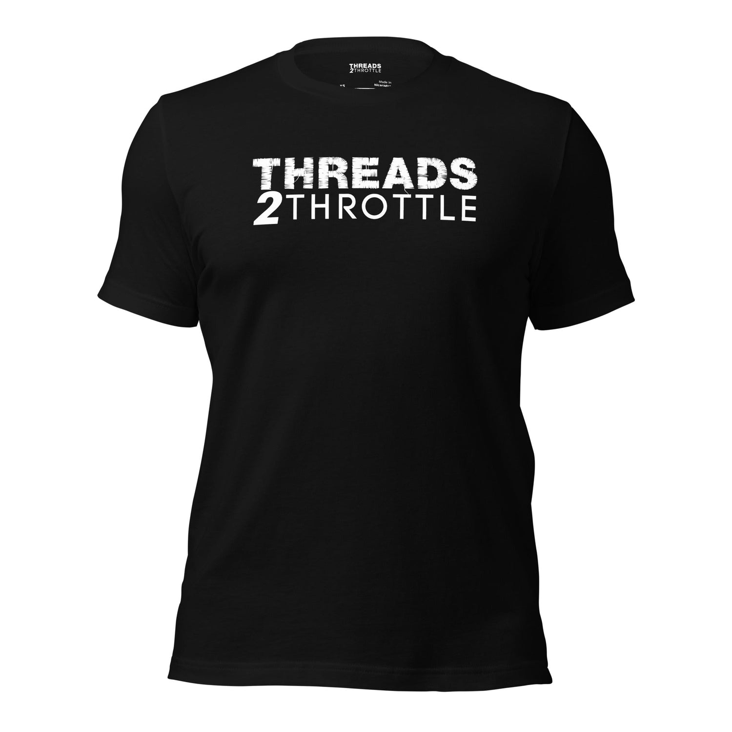 black t shirt with threads 2 throttle logo