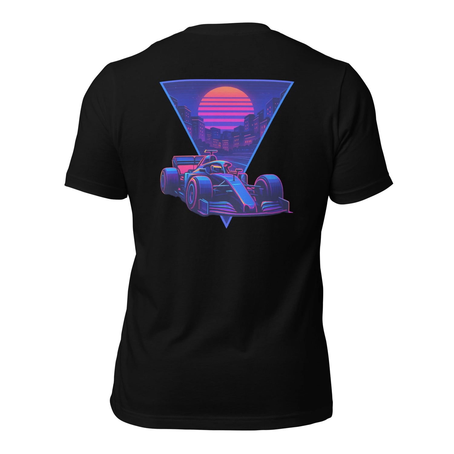 f1 racing synth wave design black t shirt