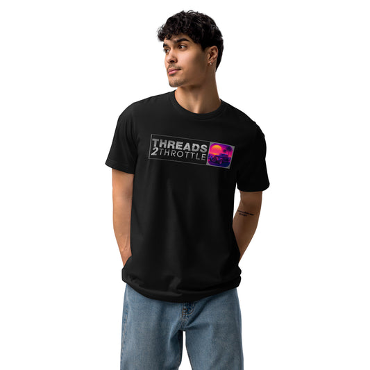 retro hot rod sunset t-shirt with Threads 2 Throttle logo