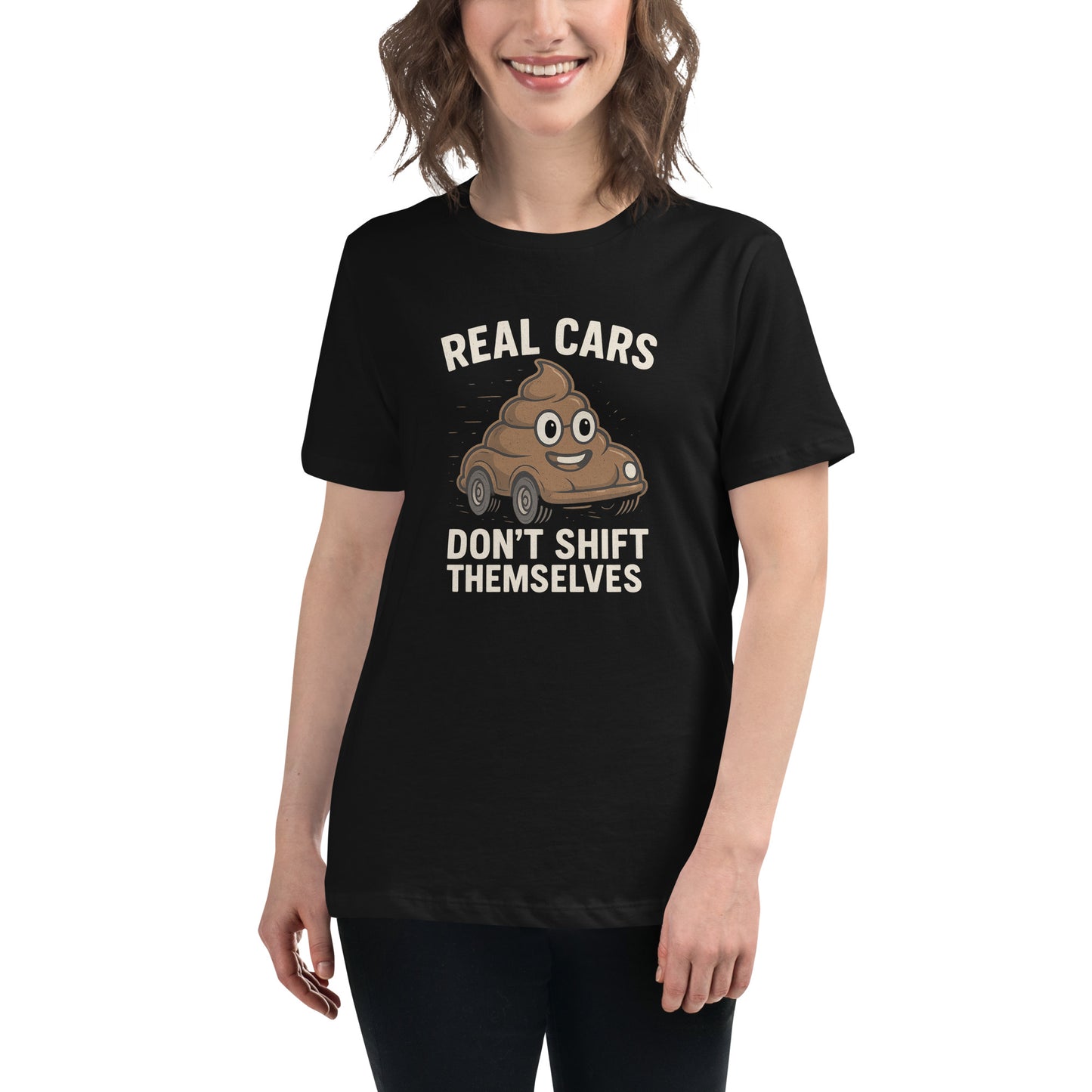 funny manual car girl shirt real cars don’t shift themselves design